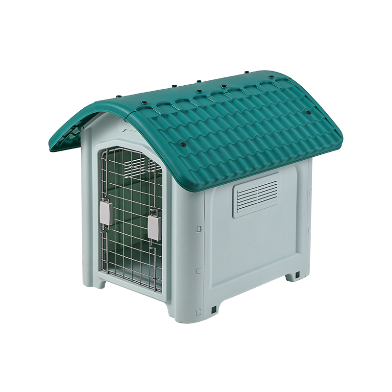 Weatherproof Outdoor Dog House with Metal Door and Skylight