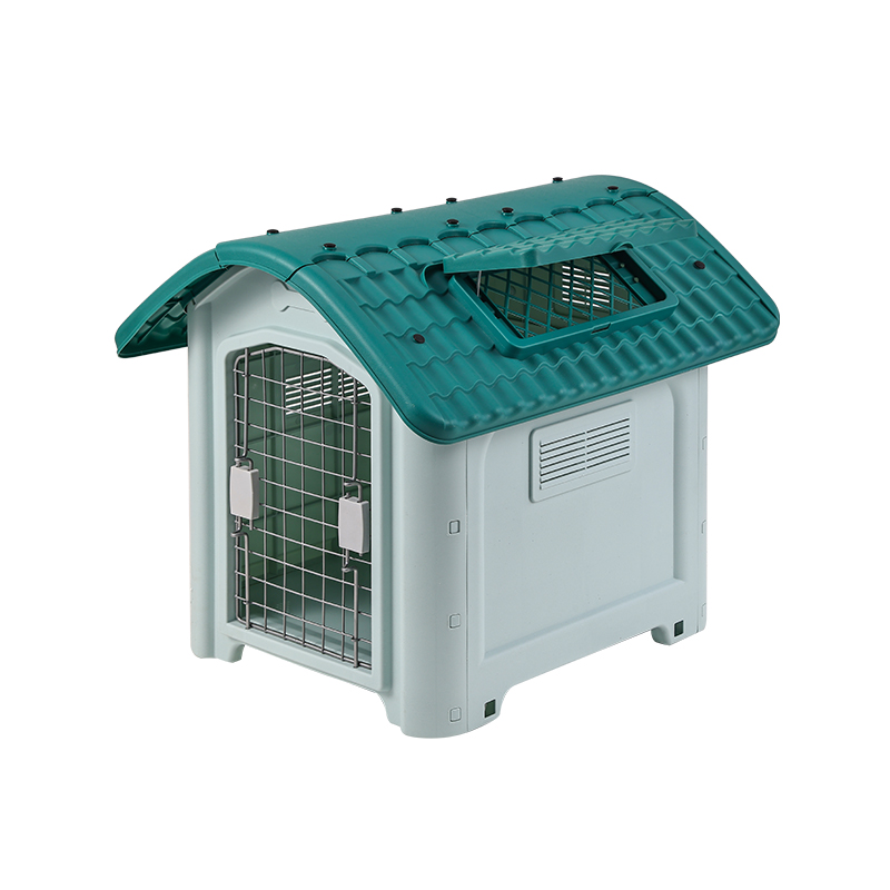 Weatherproof Outdoor Dog House with Metal Door and Skylight