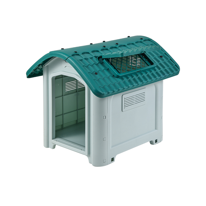 Weatherproof Outdoor Dog House with Metal Door and Skylight