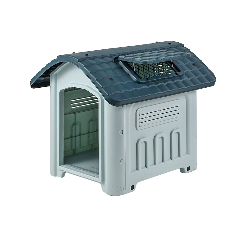 Weatherproof Outdoor Dog House with Metal Door and Skylight