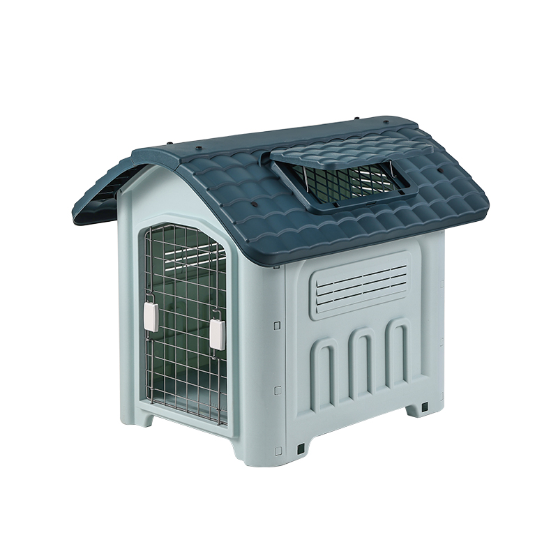Weatherproof Outdoor Dog House with Metal Door and Skylight