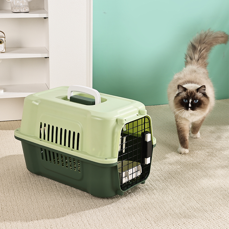 Durable Pet Carrier with Sturdy Plastic & Metal Doors