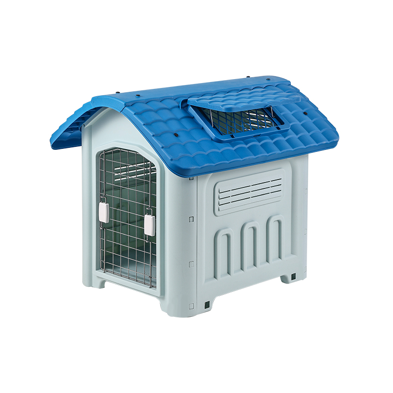 Weatherproof Outdoor Dog House with Metal Door and Skylight