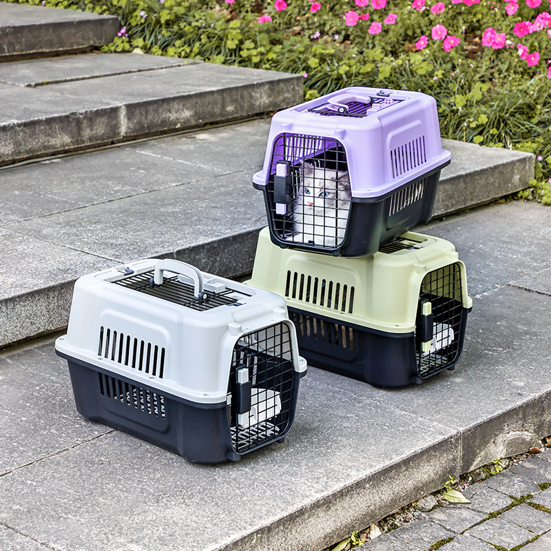 Large Pet Carrier with Top Hatch & Removable Bowls