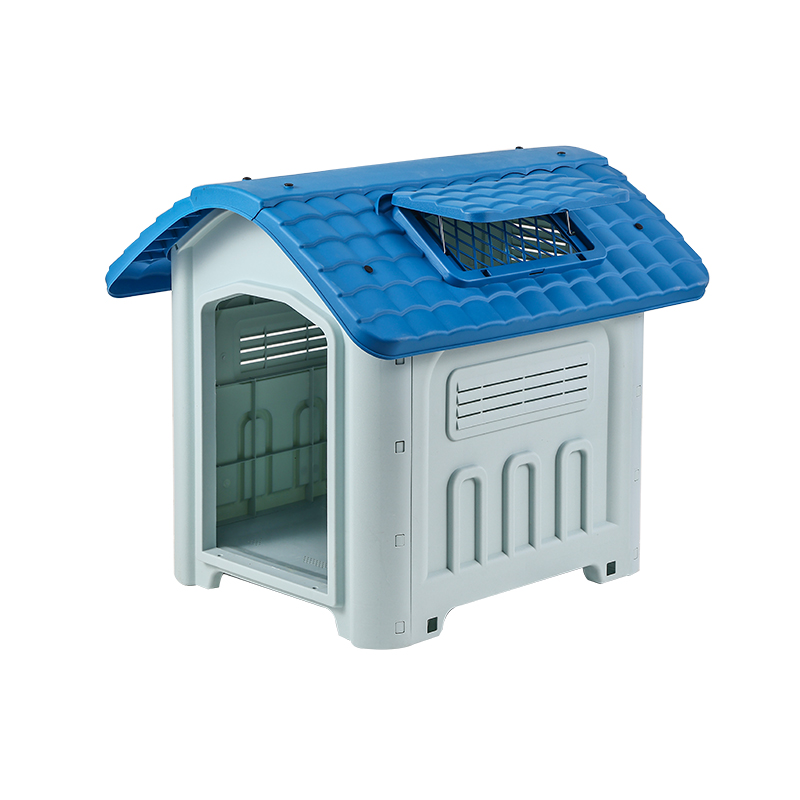 Weatherproof Outdoor Dog House with Metal Door and Skylight