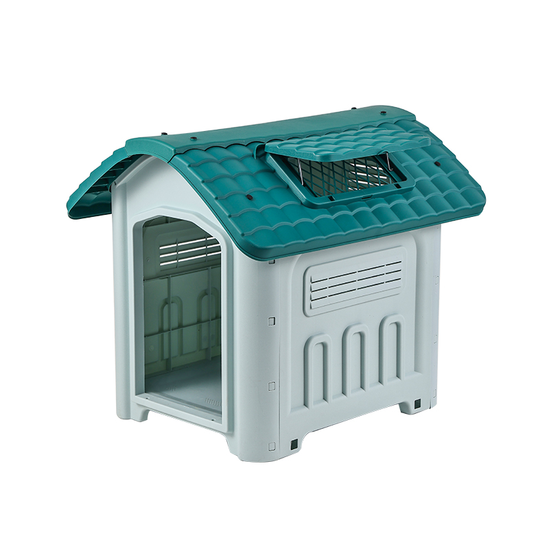 Weatherproof Outdoor Dog House with Metal Door and Skylight