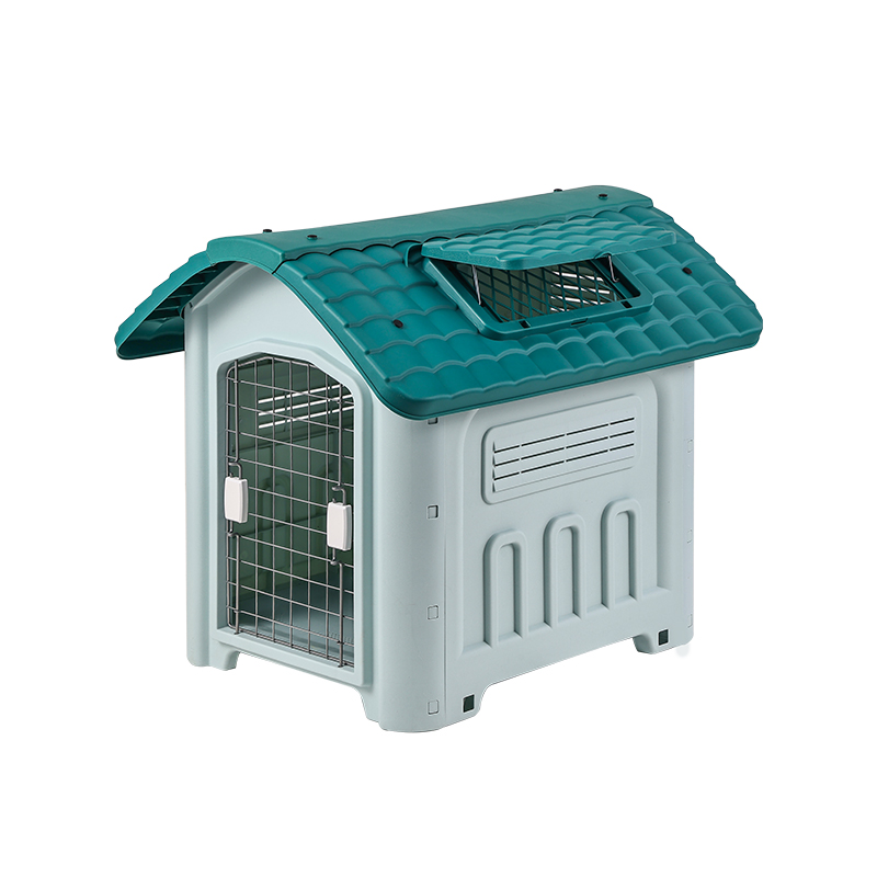Weatherproof Outdoor Dog House with Metal Door and Skylight