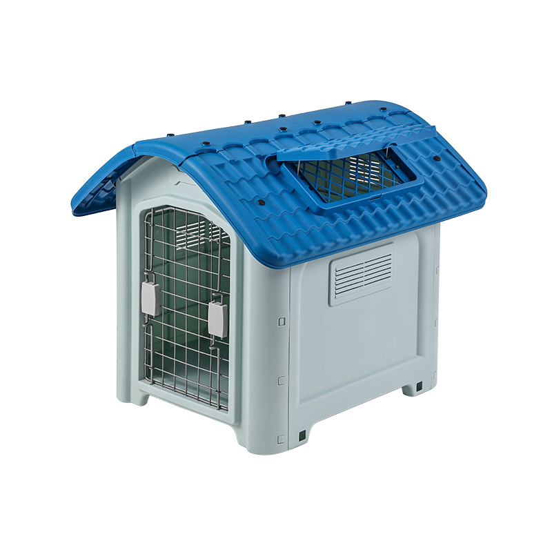 Weatherproof Outdoor Dog House with Metal Door and Skylight