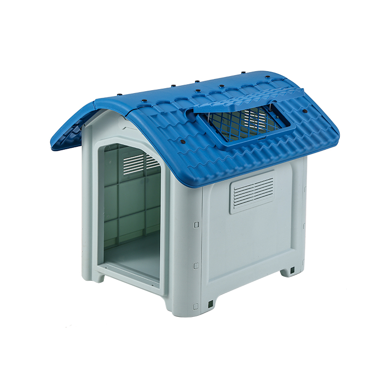 Weatherproof Outdoor Dog House with Metal Door and Skylight
