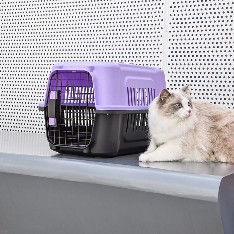 Large Pet Carrier with Top Hatch & Removable Bowls