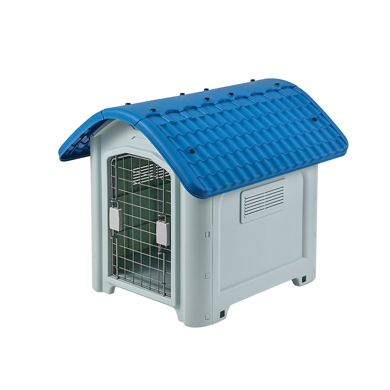 Weatherproof Outdoor Dog House with Metal Door and Skylight