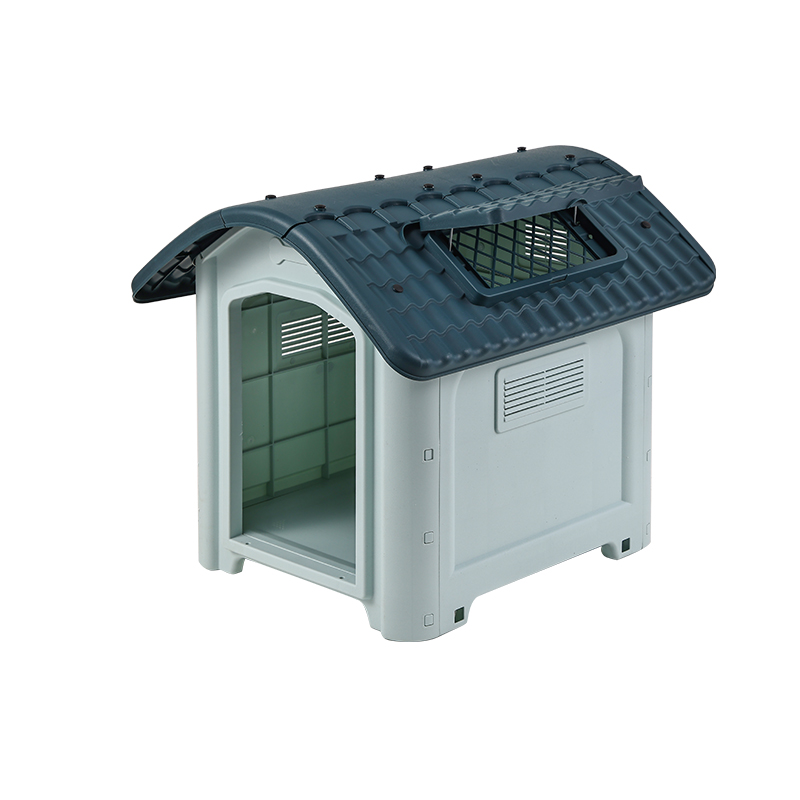 Weatherproof Outdoor Dog House with Metal Door and Skylight