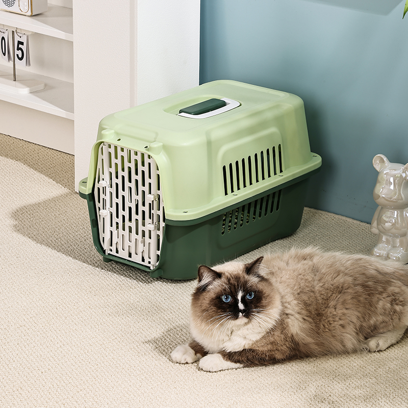 Durable Pet Carrier with Sturdy Plastic & Metal Doors