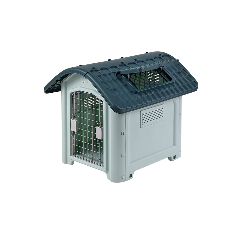 Weatherproof Outdoor Dog House with Metal Door and Skylight