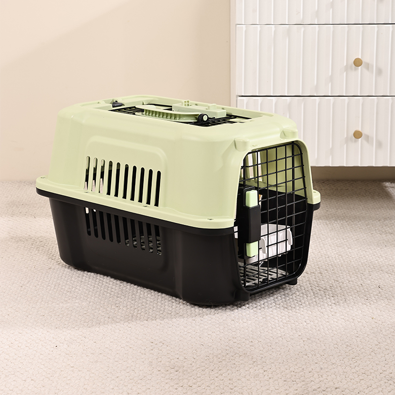 Large Pet Carrier with Top Hatch & Removable Bowls