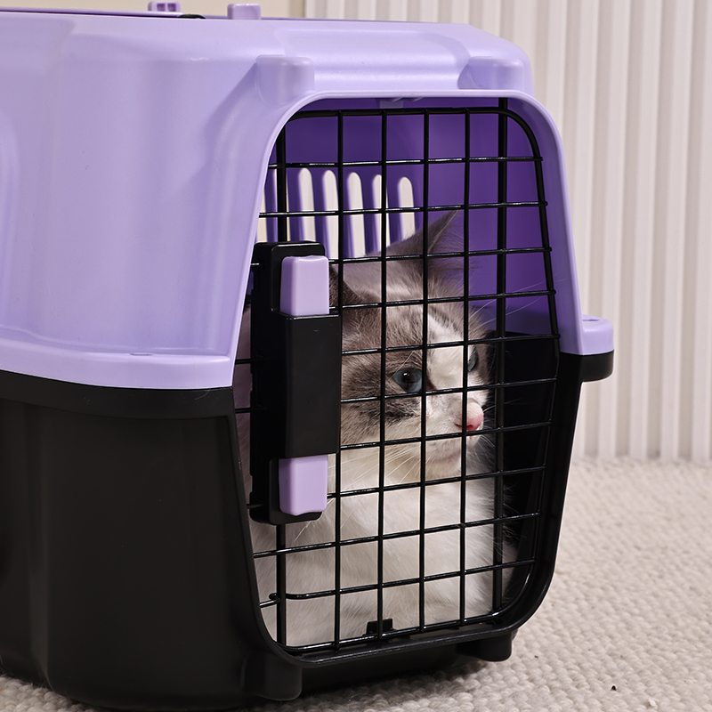 Large Pet Carrier with Top Hatch & Removable Bowls