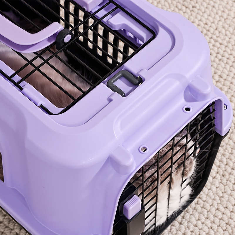 Large Pet Carrier with Top Hatch & Removable Bowls