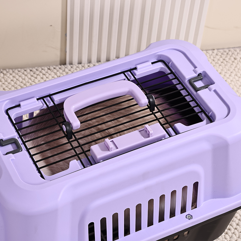 Large Pet Carrier with Top Hatch & Removable Bowls