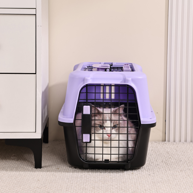Large Pet Carrier with Top Hatch & Removable Bowls