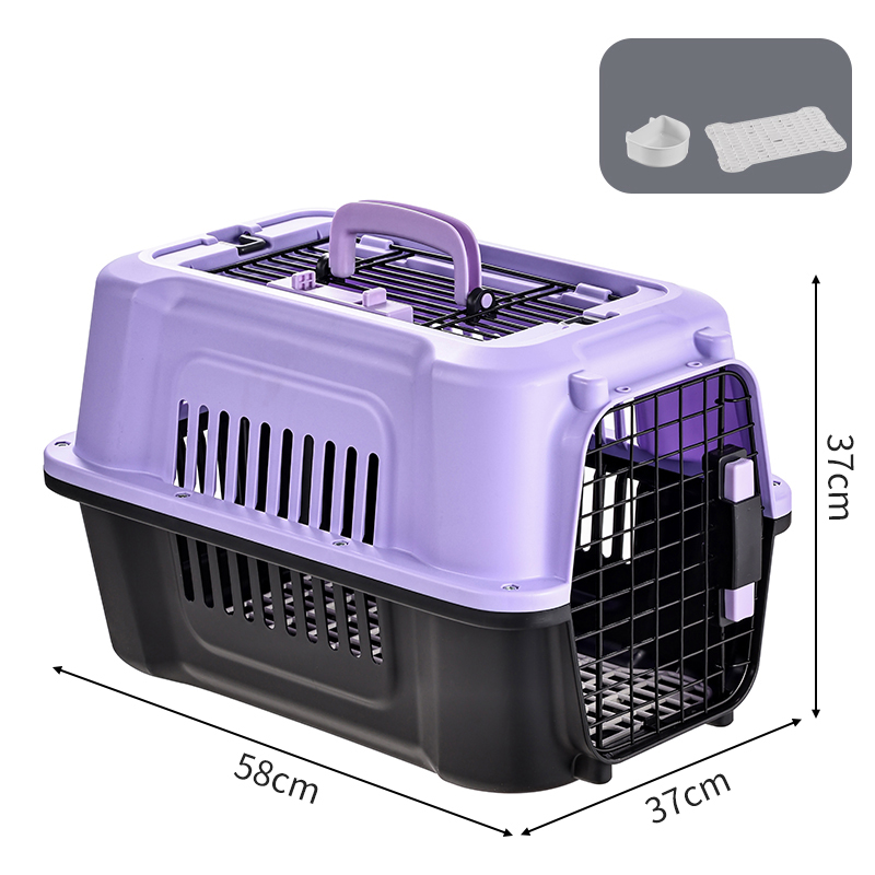 Large Pet Carrier with Top Hatch & Removable Bowls