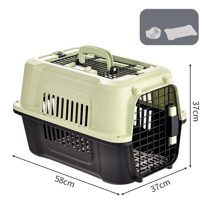 Large Pet Carrier with Top Hatch & Removable Bowls