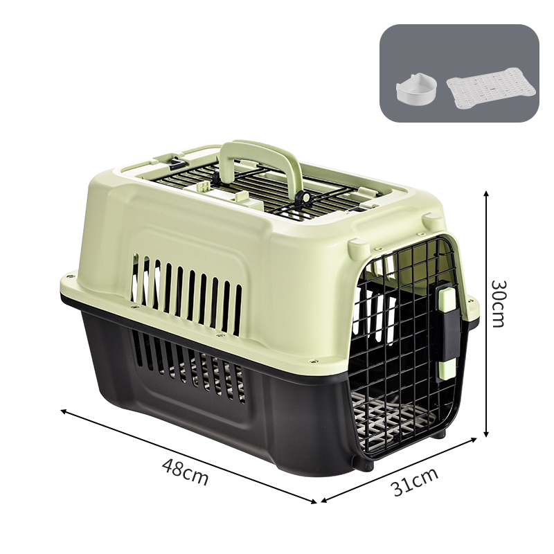 Large Pet Carrier with Top Hatch & Removable Bowls