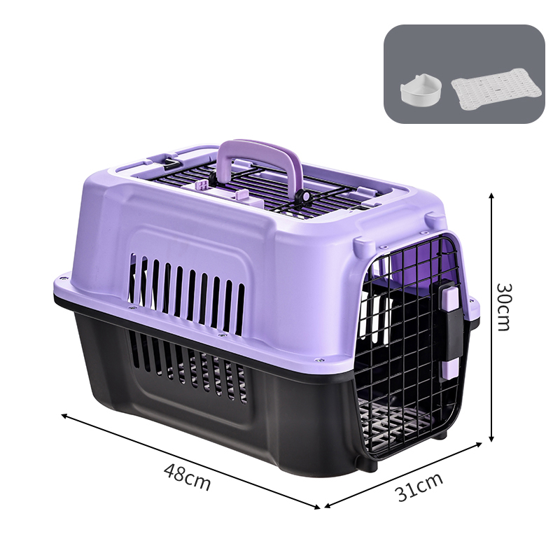 Large Pet Carrier with Top Hatch & Removable Bowls